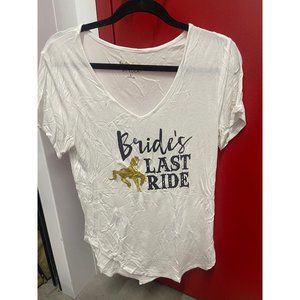 Bride's Last Ride Cowgirl Bachelorette Super Soft T-Shirt, size Large